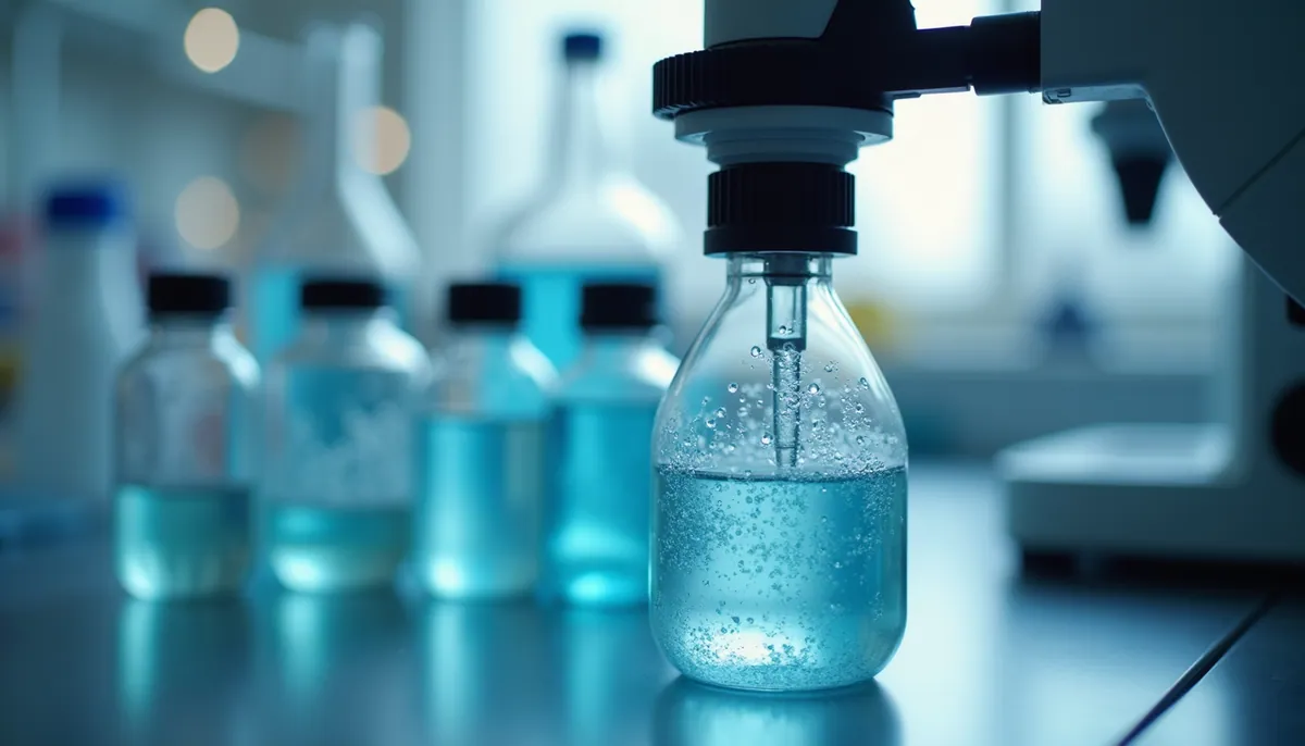 Close-up view of laboratory equipment used in biotech research