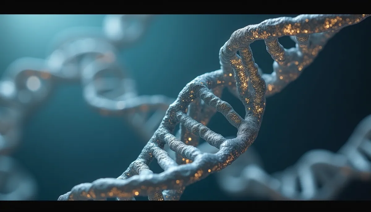 Close-up view of DNA double helix model